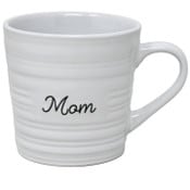 Wholesale - 16oz White Mug with Embossed Pattern and Debossed "Mom" C/P 24, UPC: 195010107747